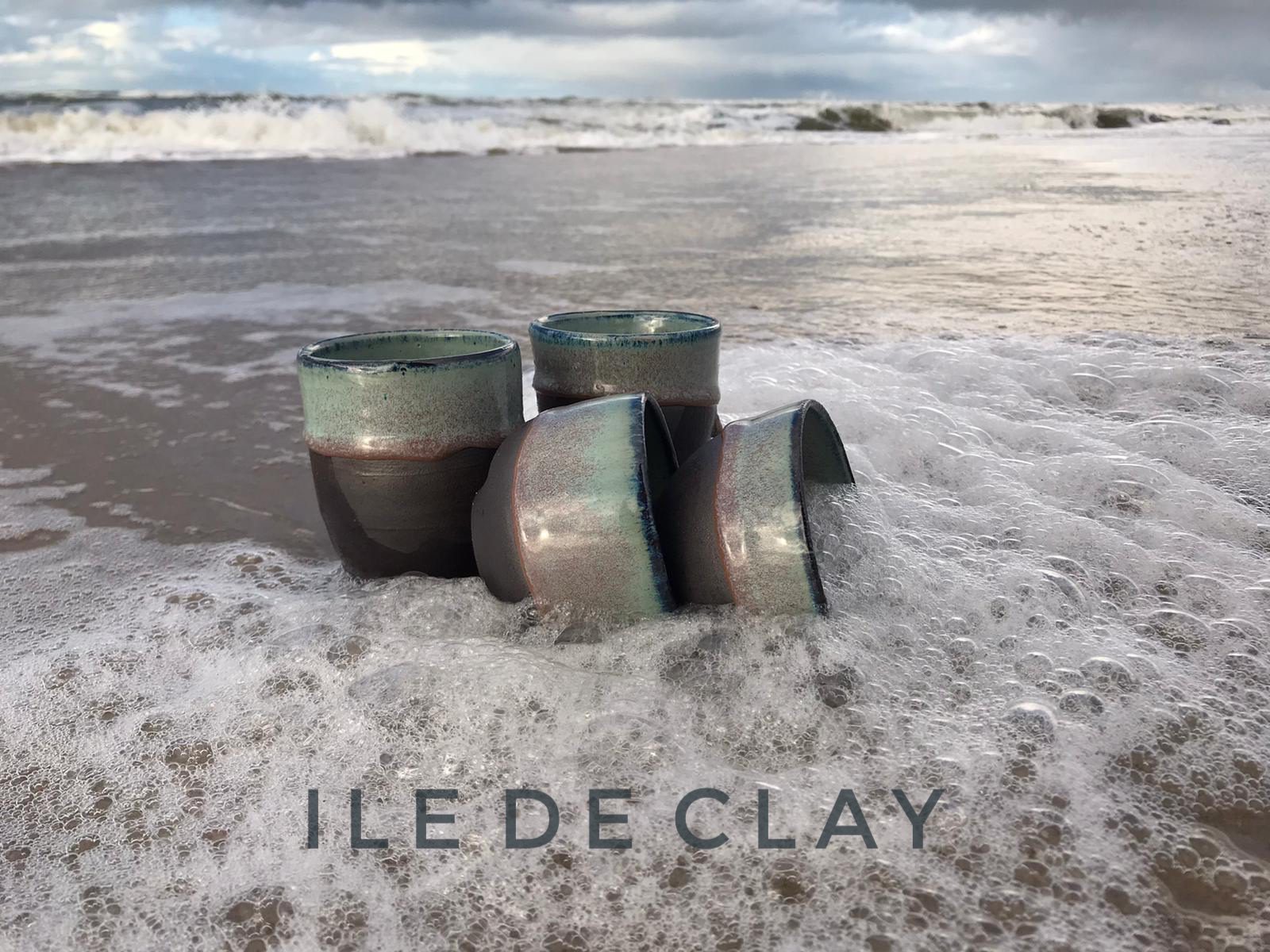 Mugs in different sizes- Turquoise glaze on black clay