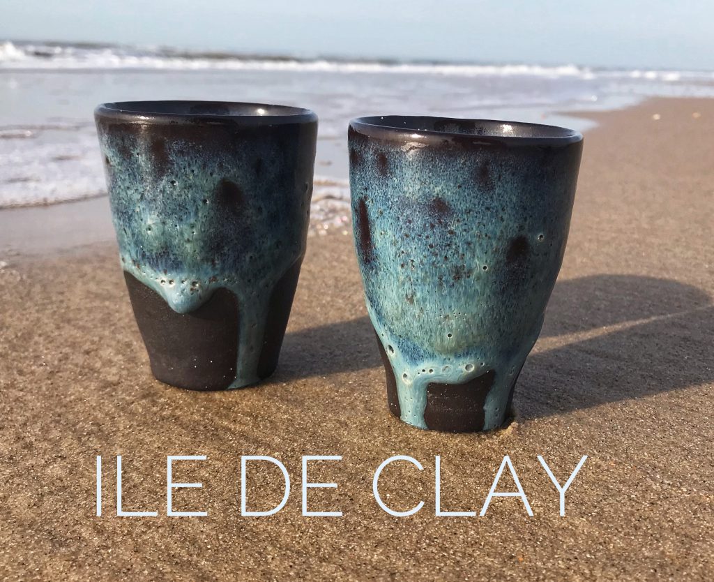 Mugs in different sizes- Sea blue glaze on black clay