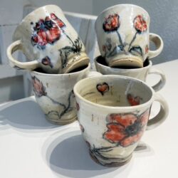 Tulpen en klaprozen handbeschilderd